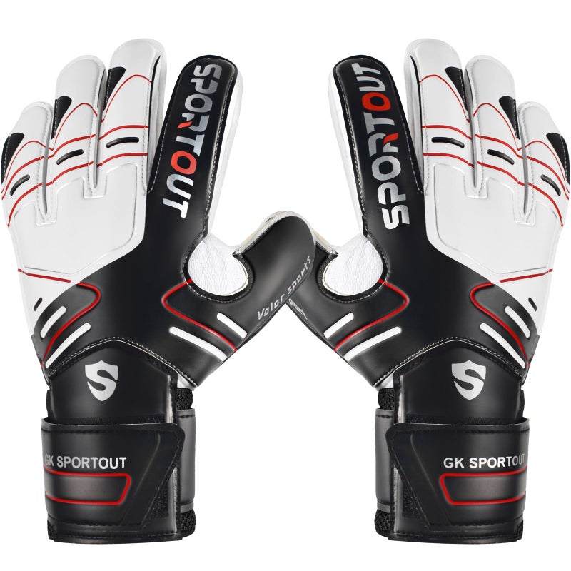 Sportout Youth&Adult Goalie Goalkeeper Gloves,Strong Grip for The Toughest Saves, with Finger Spines to Give Splendid Protection to Prevent Injuries,3 Colors (Black, 10) - Image 1